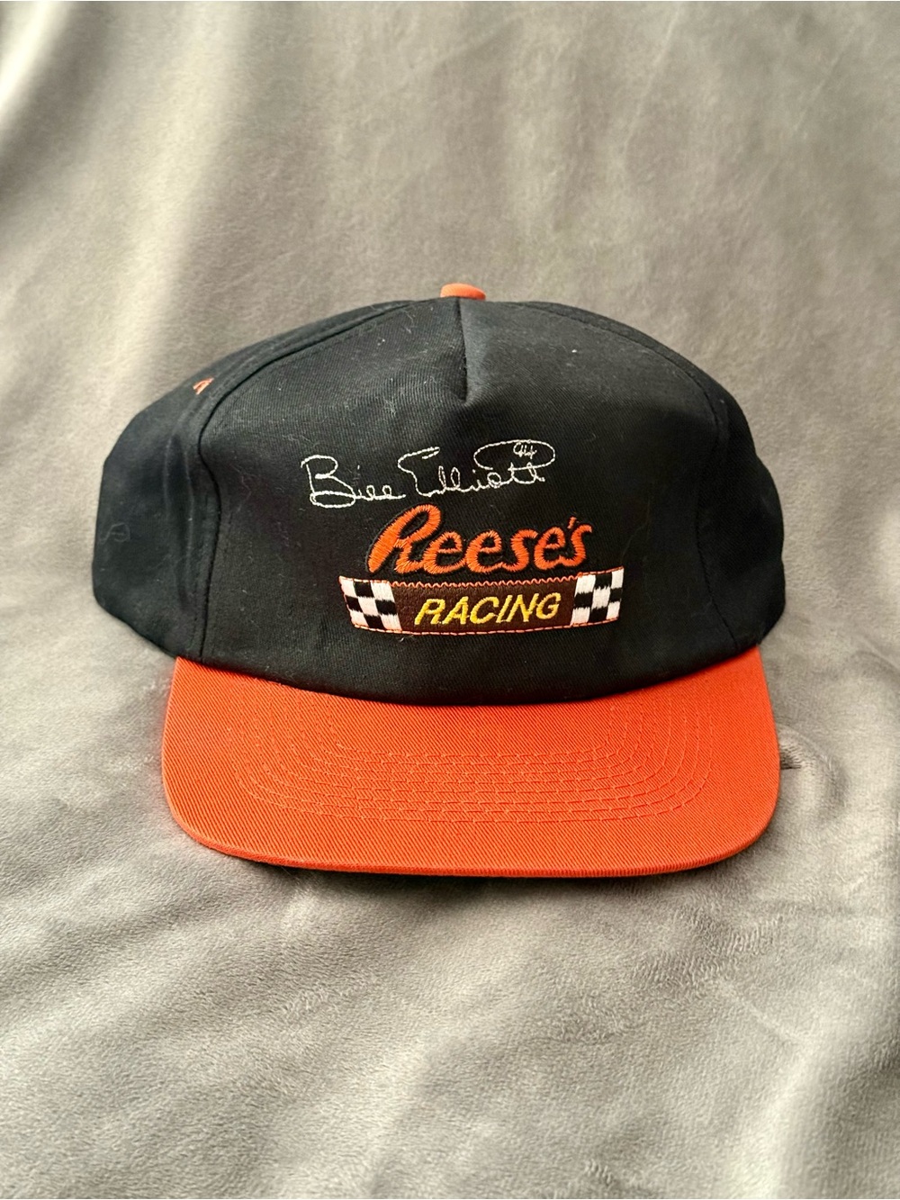 Bill Elliott NASCAR Reese Racing Black and Orange Baseball Cap